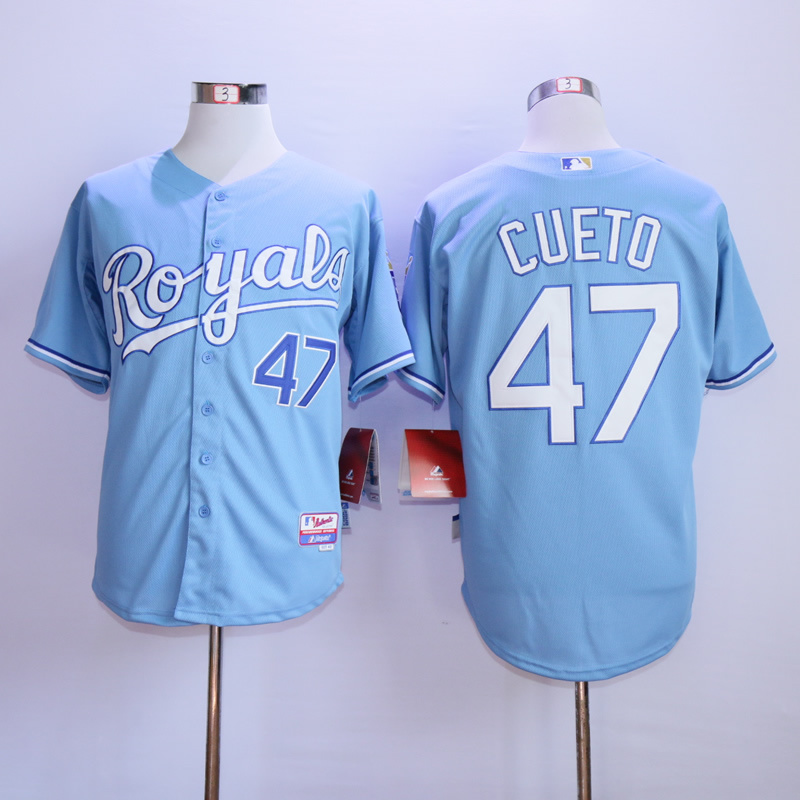 Men Kansas City Royals #47 Cueto Light Blue MLB Jerseys->women mlb jersey->Women Jersey